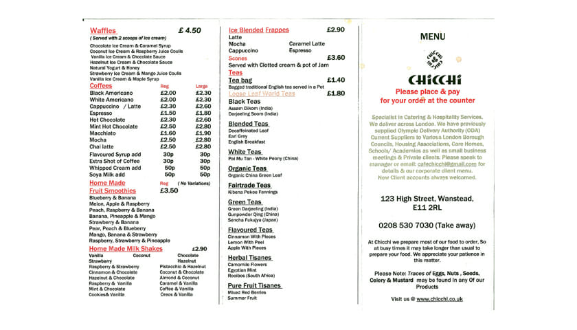 Chicchi in Wanstead London